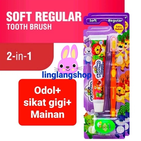 Sikat gigi + ODOL + mainan KODOMO KIDS orange /strobery mint (no.164)