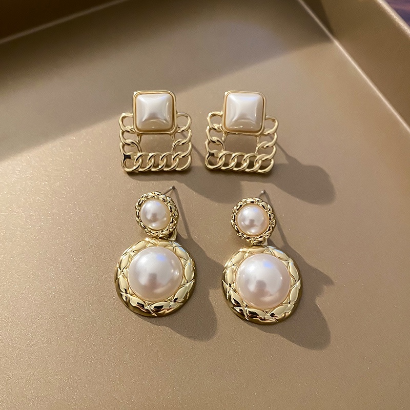 Anting Stud Mutiara Gaya Retro Untuk Wanita