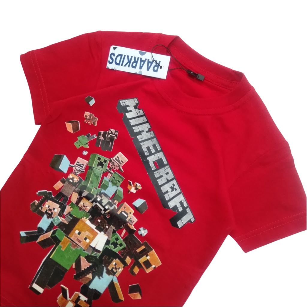 Raarkids baju Kaos Anak Karakter Minecraft Usia 1-8 Tahun