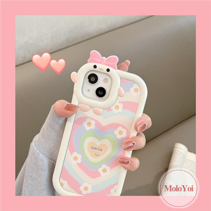 Soft Case Desain Hati 3D Pita Monster Kecil Untuk iPhone 7 8 6 6s 14 Plus XR 13 12 11 Pro Max 7Plus X XS Max SE 2020 11Pro Max