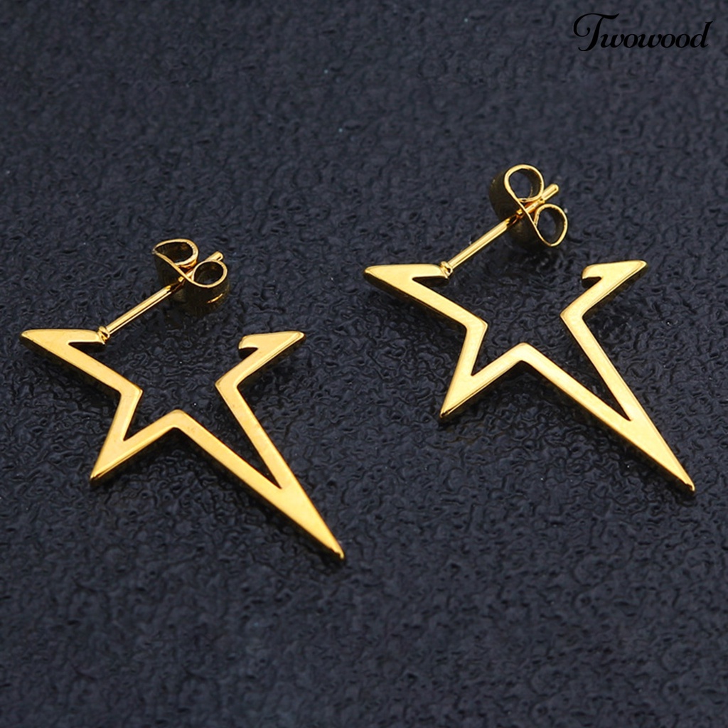 1 Pasang Anting Menjuntai Bentuk Pentagram Bahan Alloy Gaya Hip hop Untuk Wanita