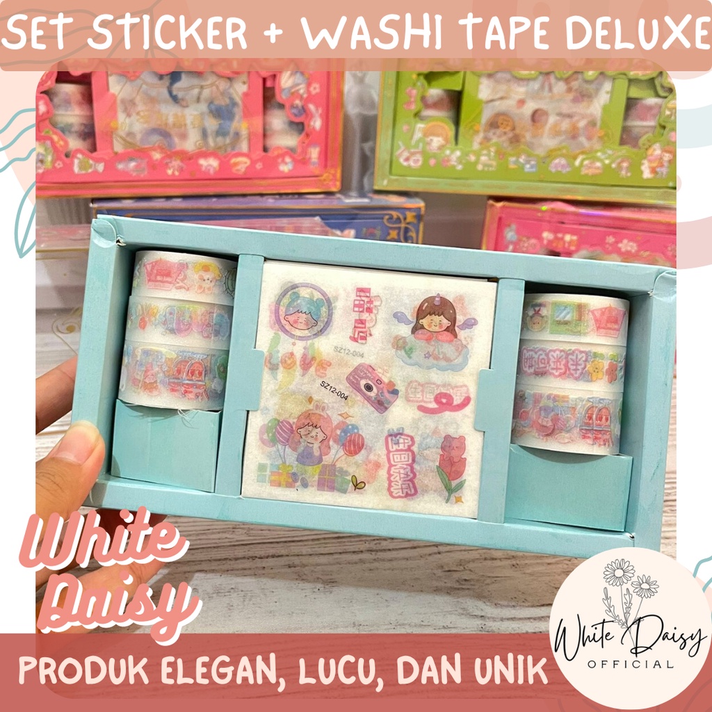

Set sticker + Washi tape deluxe premium hadiah anak gift set afternoon