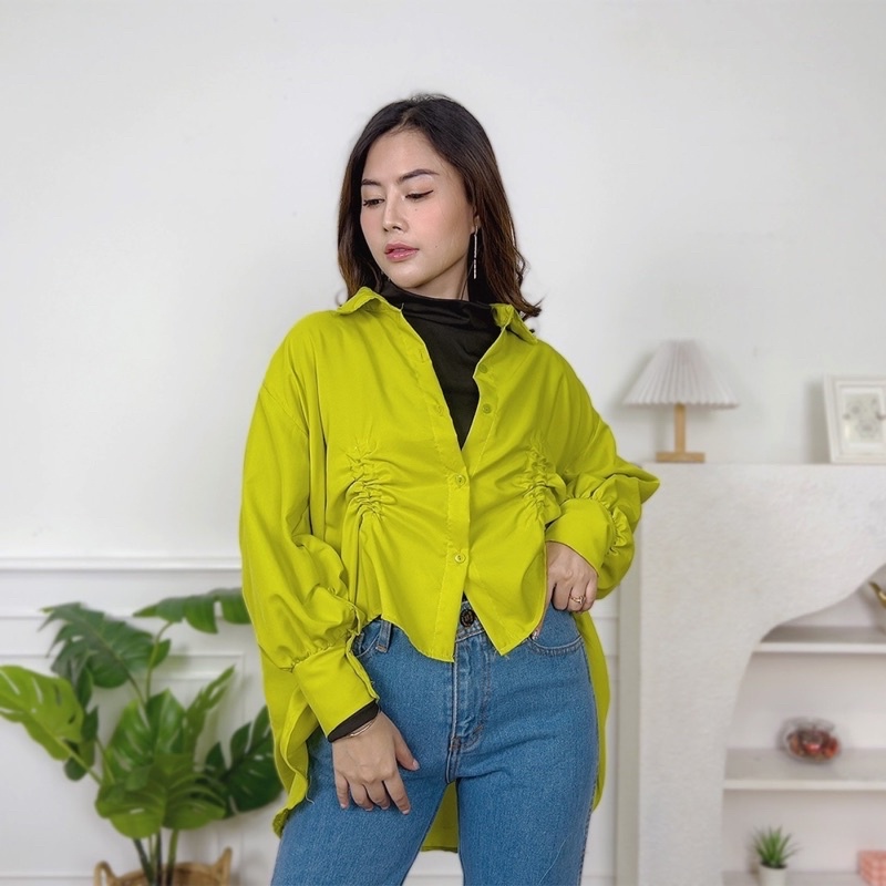 AFI - EC - Becca Ruched Oversize Kemeja Serut Depan XXL