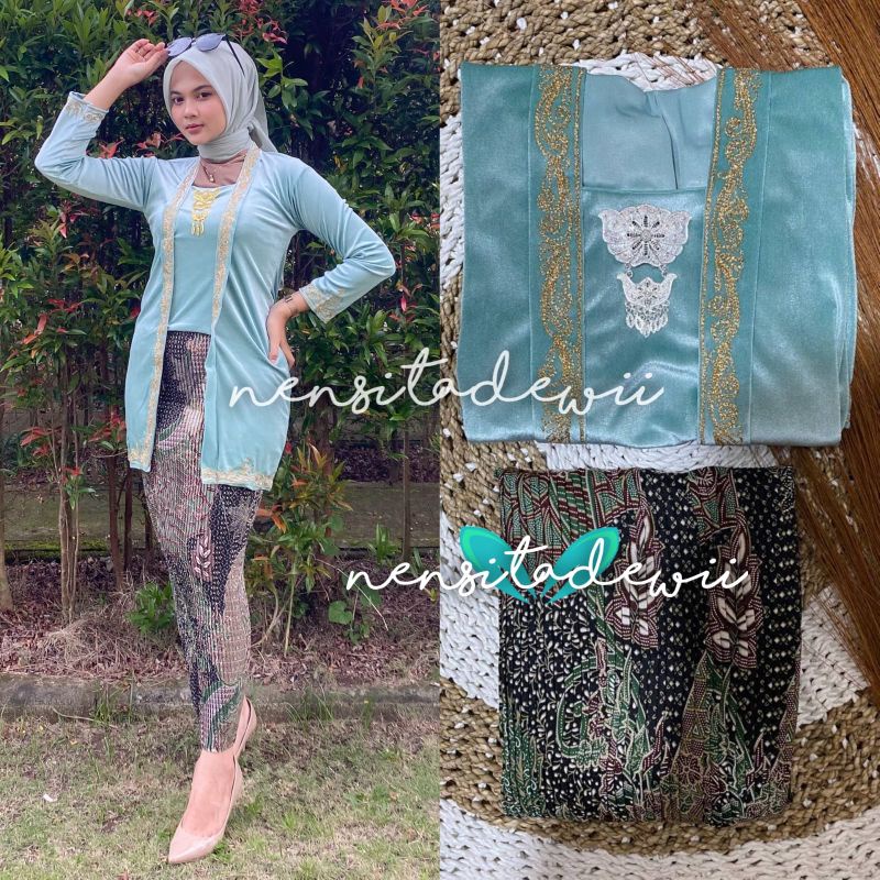 [1 SET] Kebaya Bordir Body Panjang + Rok Plisket / Kd : LHW02, Model Pramudita