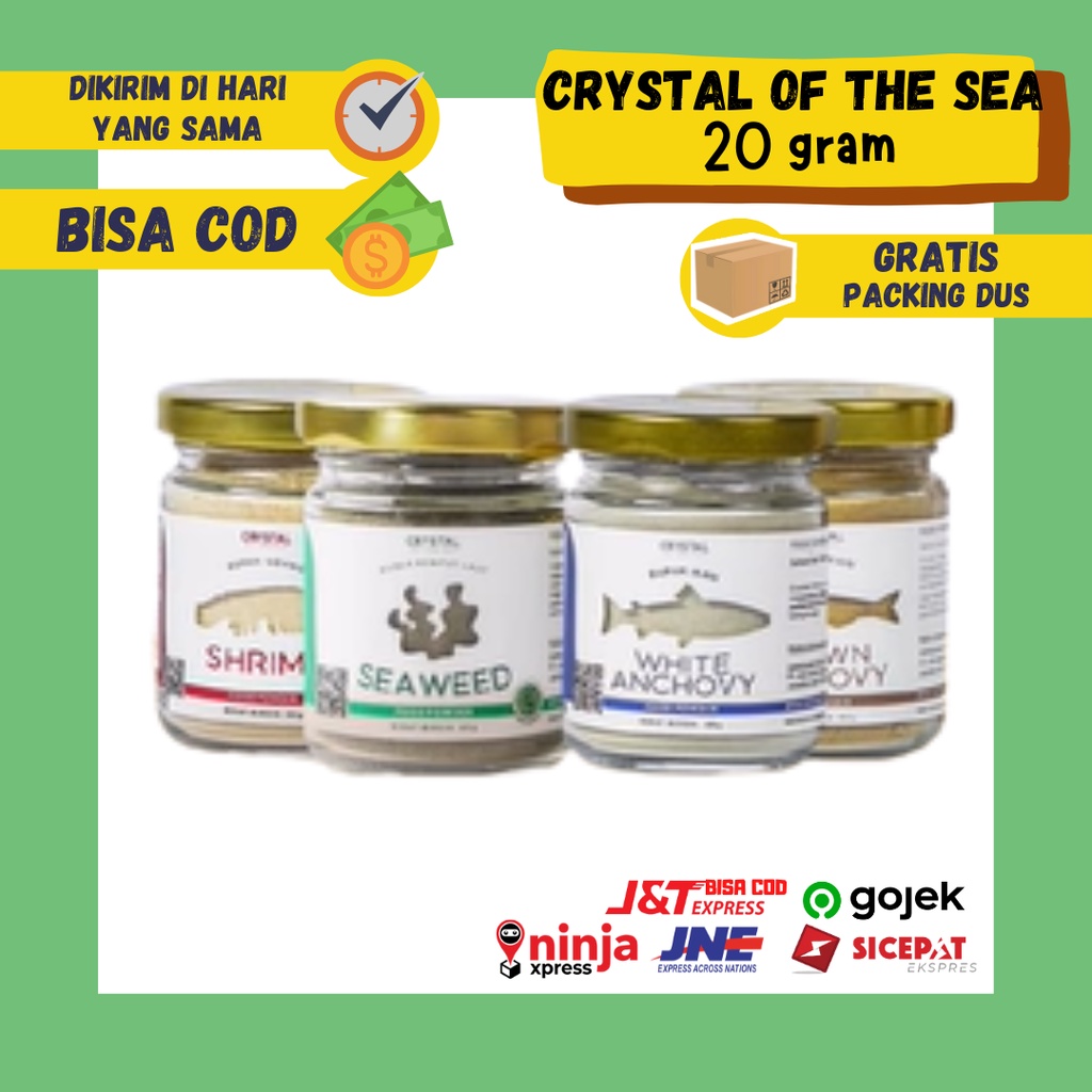 

Crystal of the Sea - (Set of 3 Jar 20GR) White Anchovy + Brown Anchovy + Shrimp Powder + Seaweed / Bubuk MPASI Ikan Gabus Albumin