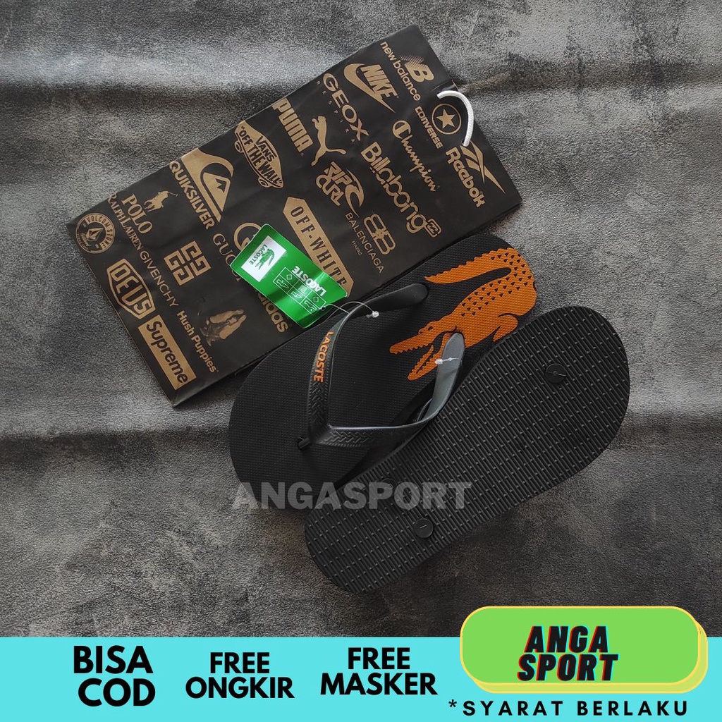 SANDAL JEPIT PRIA LACOSTE ORANGE / SANDAL  DISTRO TERMURAH / SANDAL JEPIT COWOK KEREN / SENDAL JEPIT SANTAI TERBARU / SENDAL JEPIT KASUAL