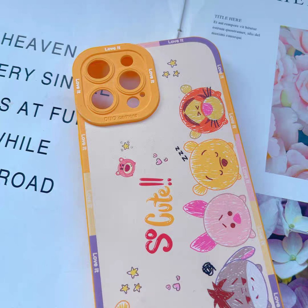 Ins Casing TPU iPhone 14 14pro 14Plus 14prm 13pro 13pro 13prm 11 7Plus 8Plus Xr XS 12pro Max Motif Pooh