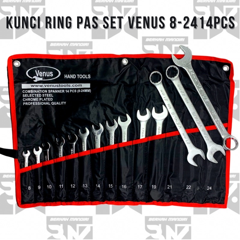 KUNCI RING PAS SET VENUS JAPAN QUALITY 14PCS UKURAN 8-24