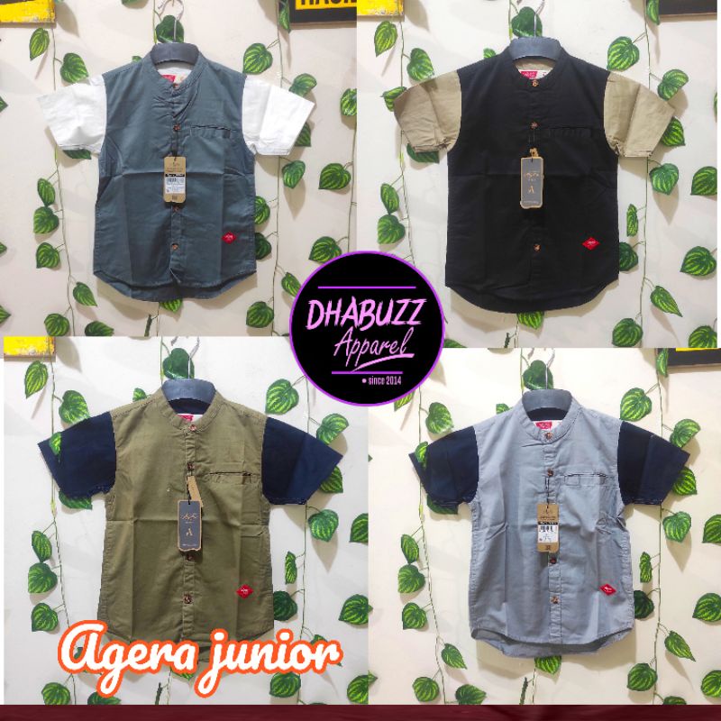 BAJU KEMEJA KOK KEMKO ANAK LENGAN PENDEK KOMBINAS COTTON TWILLI ORIGINAL AGERA JUNIOR 3