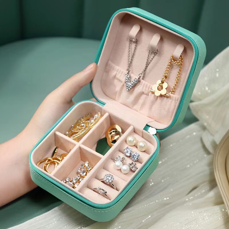 Kotak Tempat Perhiasan Travel Jewelry Box Penyimpanan Anting Kalung Gelang Cincin Emas Portable