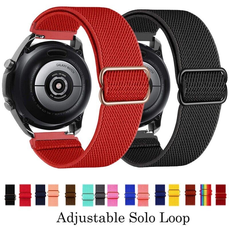 ADJUSTABLE Nylon Solo Loop Strap Samsung Galaxy Watch 4 5 Pro Gear s2 sport gear s3 Active 1 2  40mm 44mm 3 41mm 45mm  Tali Jam