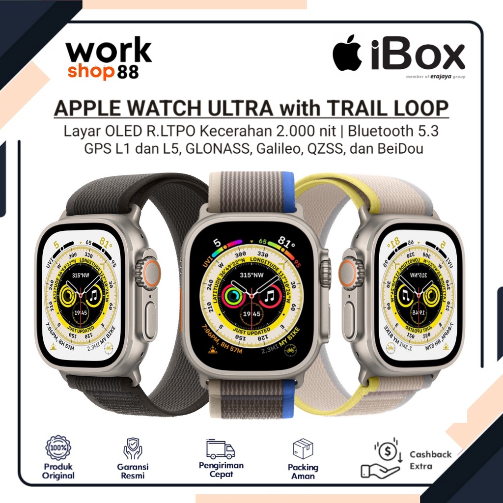 Produk Baru - Apple Watch Ultra 49mm GPS + Cellular - New Original - Garansi Resmi Ibox - Warna Blac
