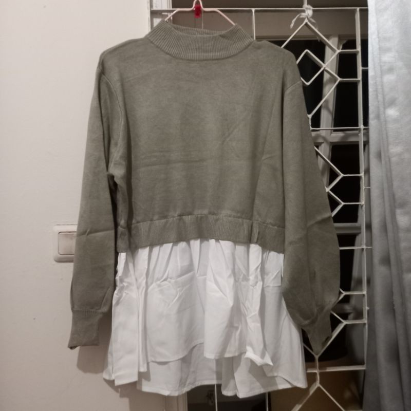 INGNI mix knit cotton blouse preloved like new