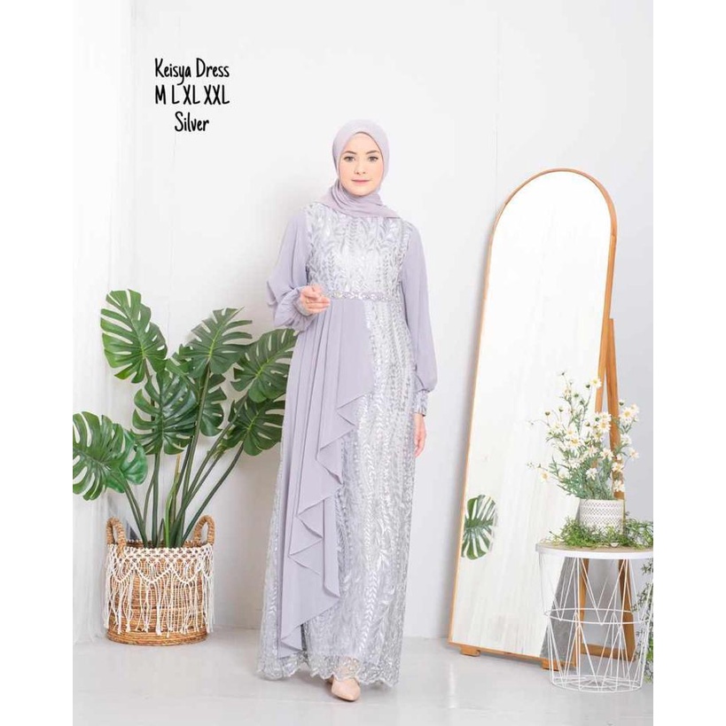 Permata Olshop / Kebaya Gamis Keisya NF / Gamis Kebaya Brukat Tulle Bordir / Gamis Pesta Mewah / Gamis Modern / Kebaya Kondangan