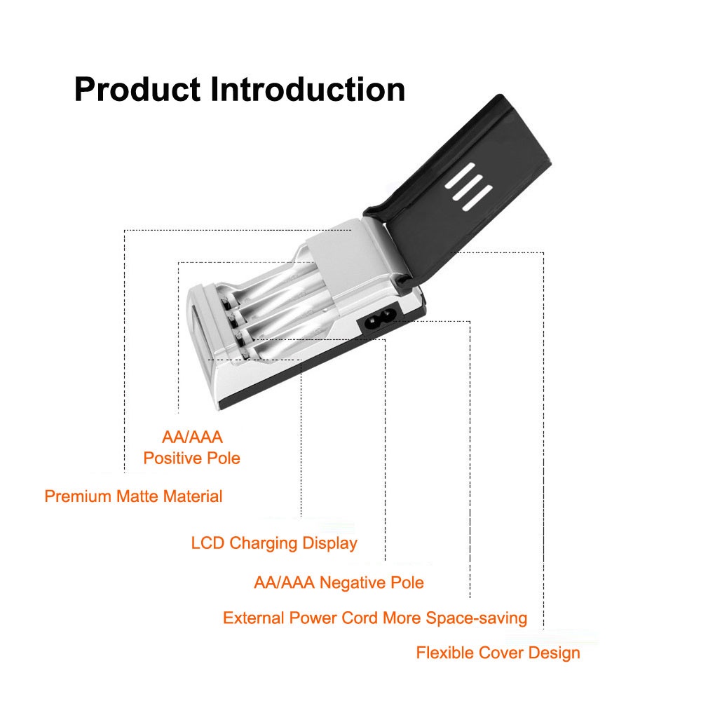 Charger Baterai AAA / AA LCD 4 Slot Fast Charger Pengisi Daya Baterai Cerdas 1.2V Battery Charging untuk Baterai Isi Ulang AA / AAA Charger Batrei Kecil Casan Batre