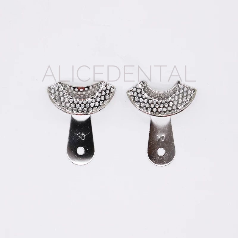 Sendok cetak gigi HIGH QUALITY rahang atas bawah S M L stainless steel besi metal partial impression tray ALICE DENTAL sendok cetak sebagian anterior posterior