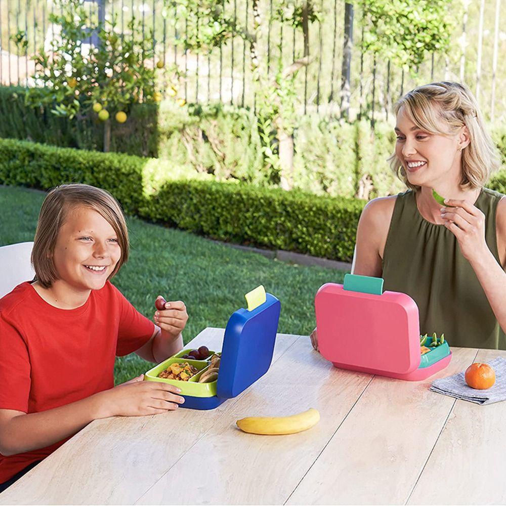 Solighter Lunch Box Microwavable Rectangle Grid Untuk Pelajar Pekerja Kantor Wadah Makanan