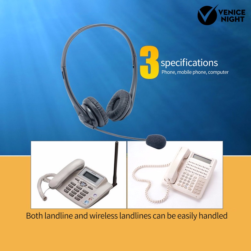 (VNEP) (Berkabel) Business Headset HD-kompatibel dengan Sound Effect Noise Cancelling Headphone Call Center 3.5mm Bernapas dengan Mikrofon untuk Kantor Pengemudi Truk