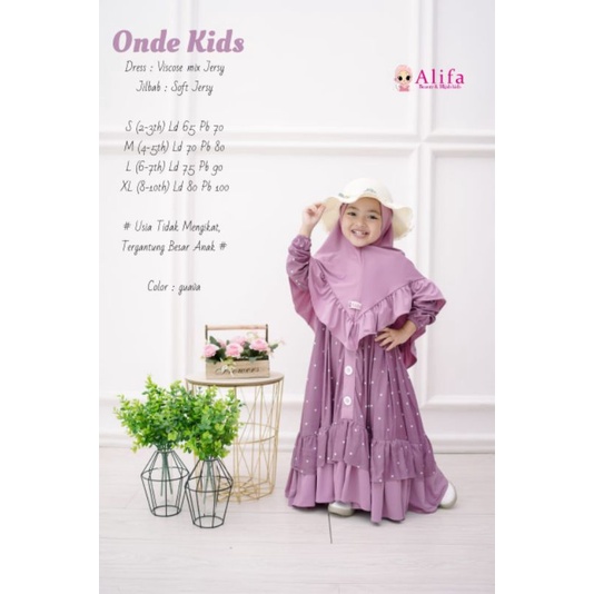 Gamis Baju muslim Anak perempuan 2-10 tahun Onde Kids Alifa