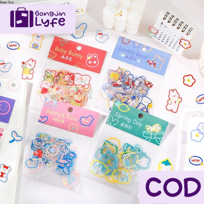 

[Gongjin] 45pcs Maimao Sticker PET / Stiker Anti Tahan Air DIY Scrapbook Bujo Journaling