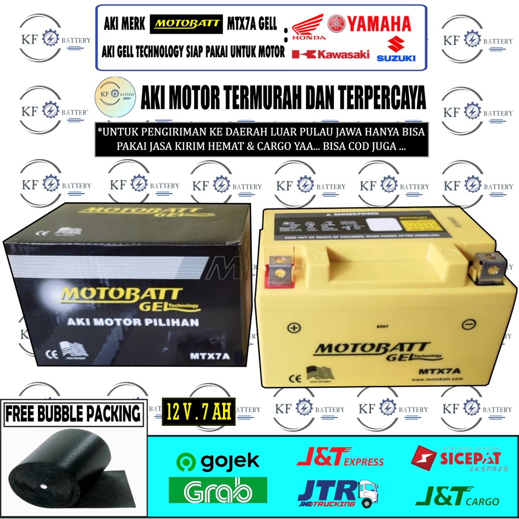 Jual AKI MOTOR PULSAR 200NS, KTM DUKE 250, PIAGGIO ZIP MTX7A MOTOBATT