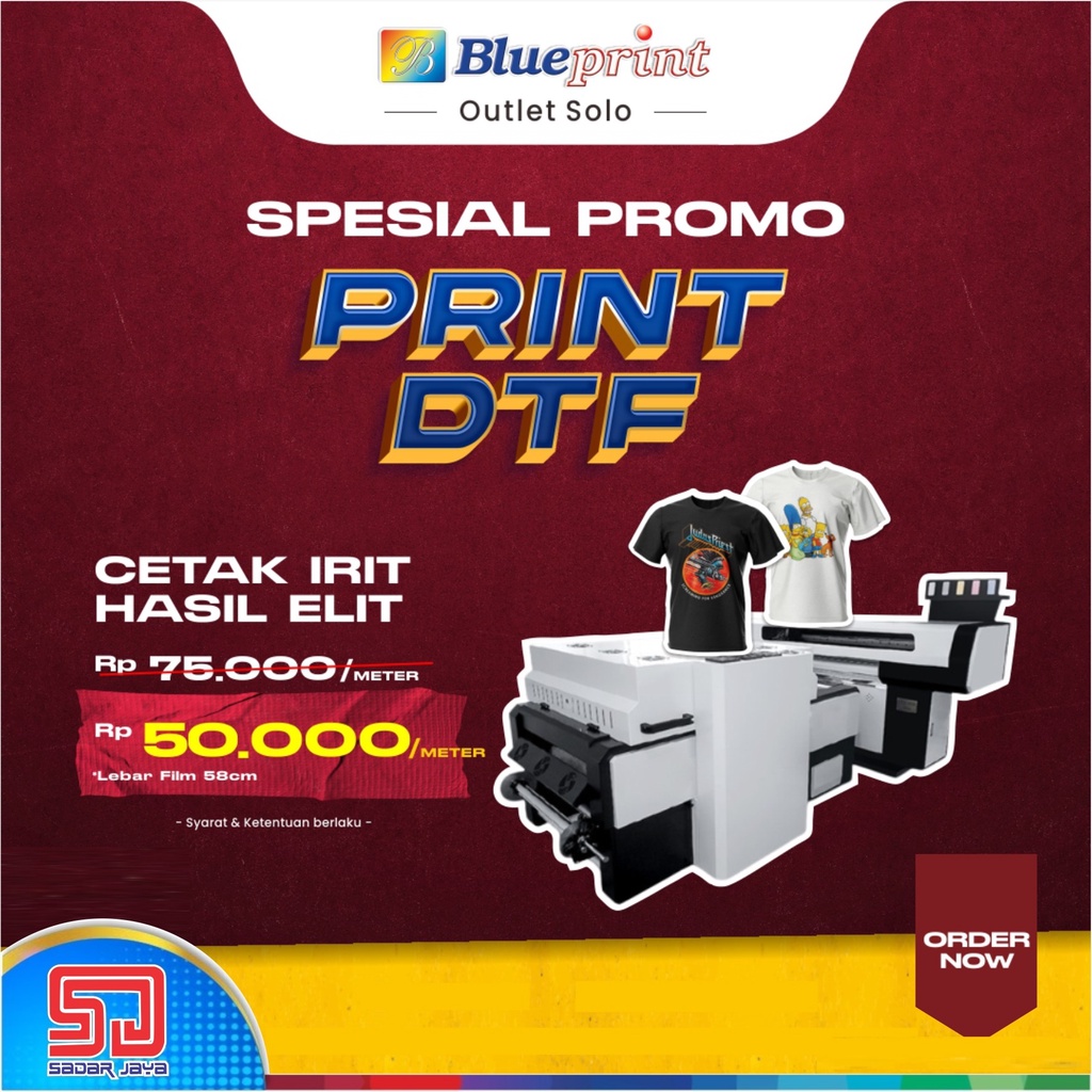 Promo Print Cetak Film DTF Meteran Eceran Grosir Sablon Murah