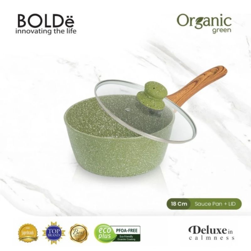 BOLDe Organic Green Sauce Pan 18cm + Lid / Sauce Pan Bolde