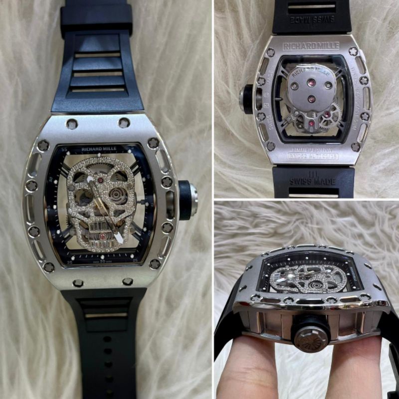 JSR 1911 JAM TANGAN PRIA RICHARD MILE SKULL T RUBBER SUPER PREMIUM