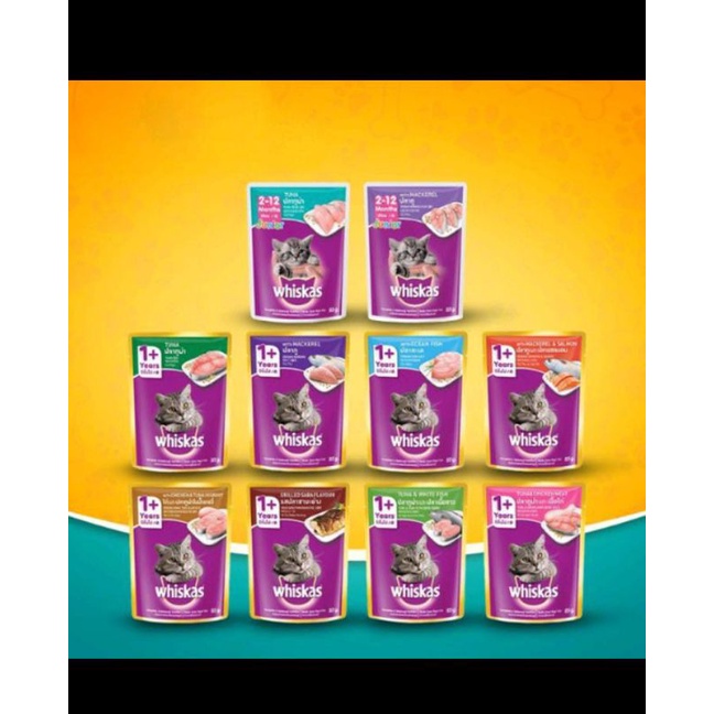 Whiskas sachet all varian promo paket 12pcs(80gr×12) | whiskas pouch promo