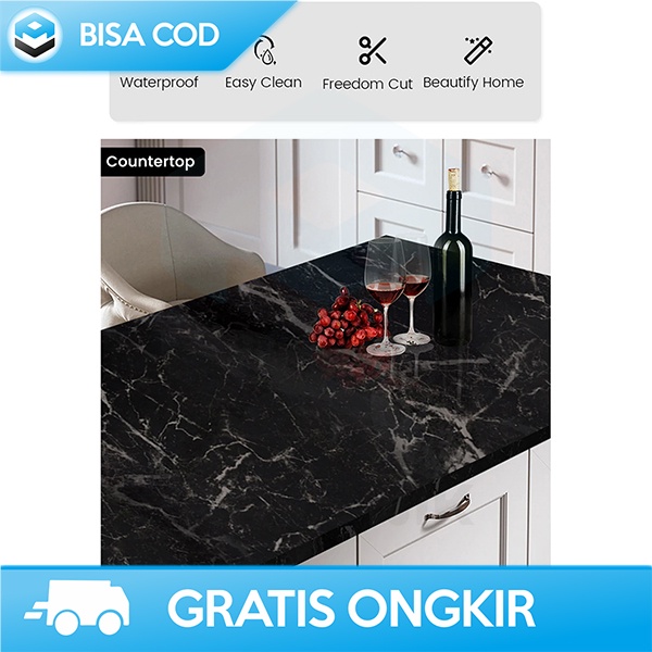 WALLPAPER DAPUR ANTI MINYAK DAN AIR STIKER DINDING MEJA 1 METER PVC