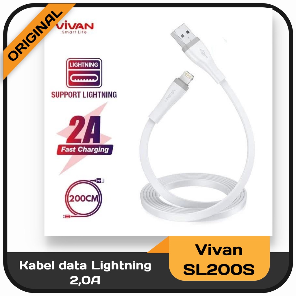 Kabel data Micro USB/Type C/Lightning Vivan SM200S/SC200S/SL200S panjang 200cm