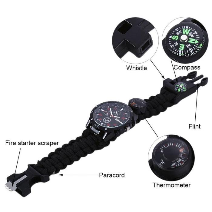 Jam Tangan Paracord Gunung Petualangan Survival Multifungsi Watch Gelang Kompas Outdoor Camping