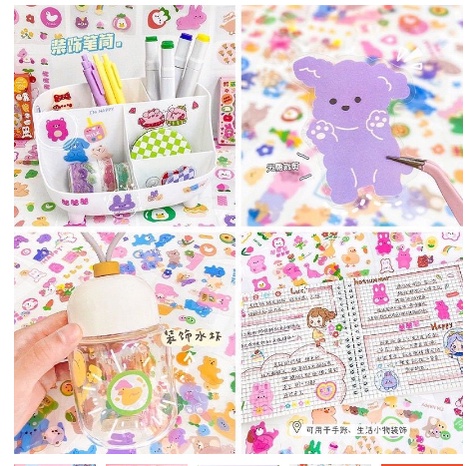 A ZAHRA 100 Lembar Stiker Waterproof Sticker Botol Minum Tumblr Viral Lucu Korea DIY/Stiker Aesthetic DIY Buku Diary / Stiker Tumblr / Stiker Deco
