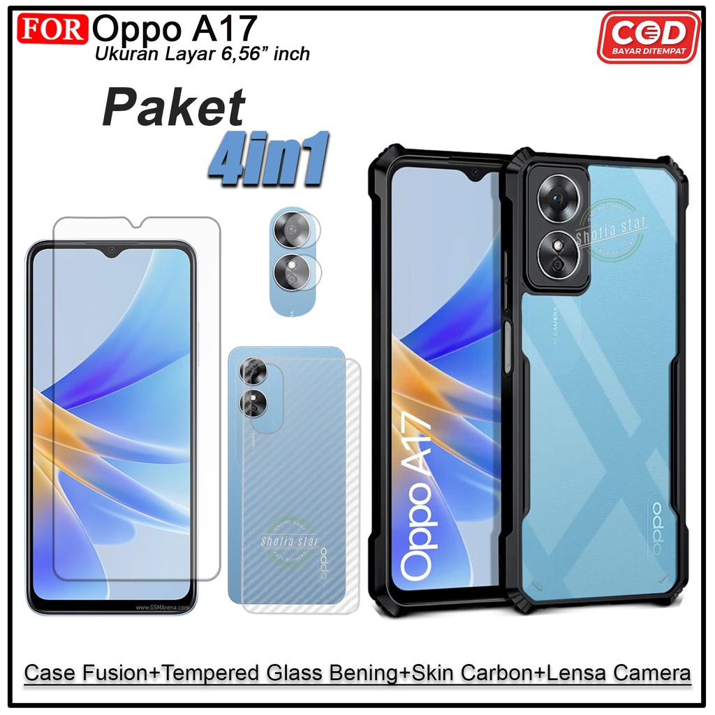 PAKET 4IN1 Case Oppo A17 A17k A16 A15 A33 5G A74 4G/5G A95 4G/5G A12 Softcase Fusion Shockproof Transparan Protect Casing