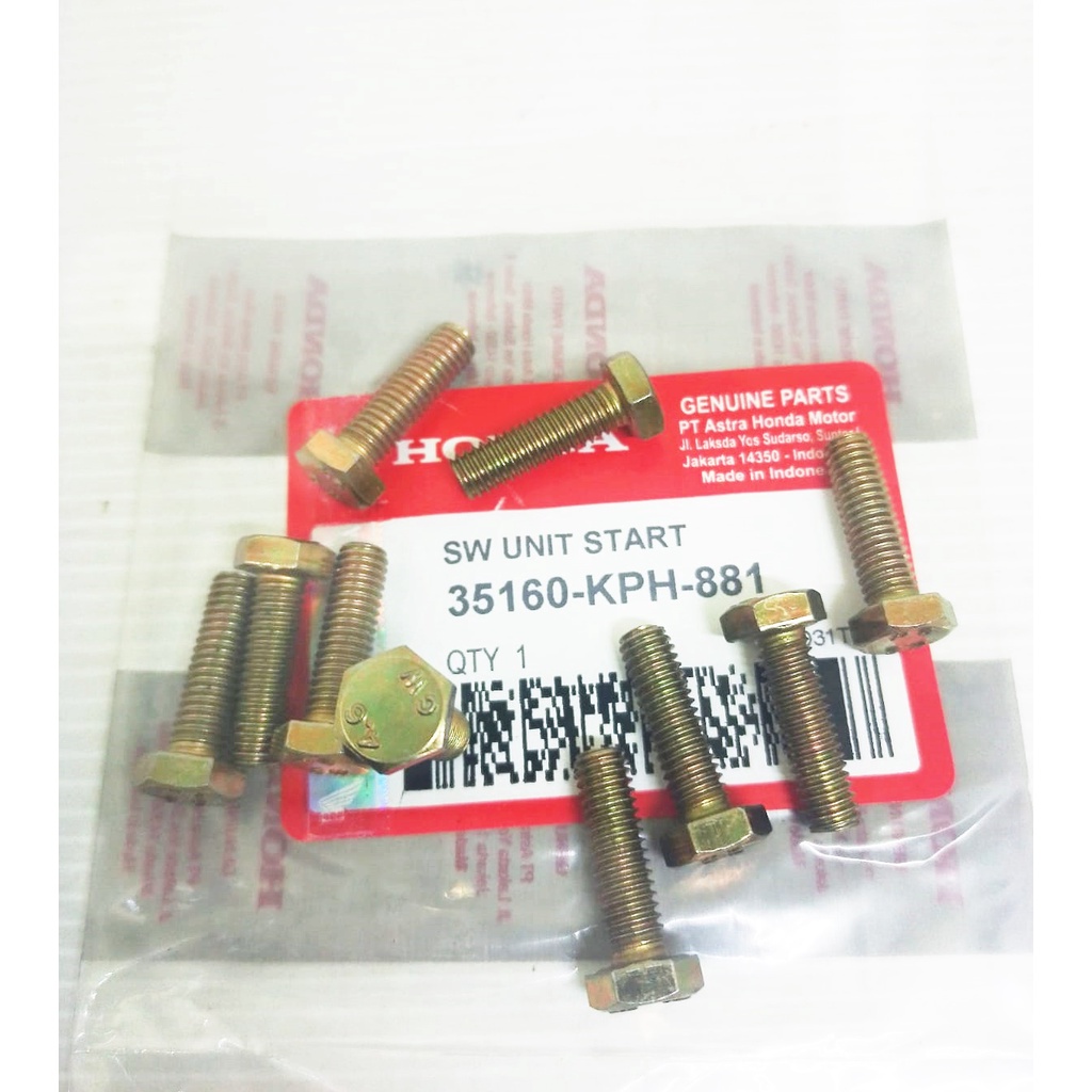 10 pcs Baut baud  Ukuran 12  panjang 2cm original copotan motor  Supra 125 supra 100 Revo Lama Absolut Revo Beat Karbu Vario 125 old Vario 110 Lama  Vario 110 cbs Scpacy Scoopy donat Scoopy karbu