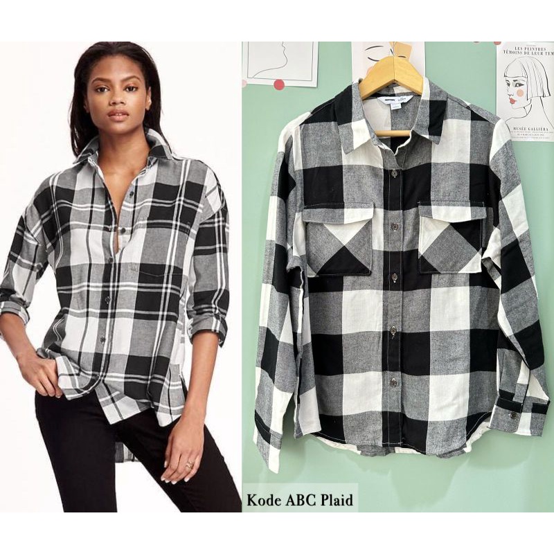 Old** flanel lonhsleeved plaid flannel shirt// baca keterangan