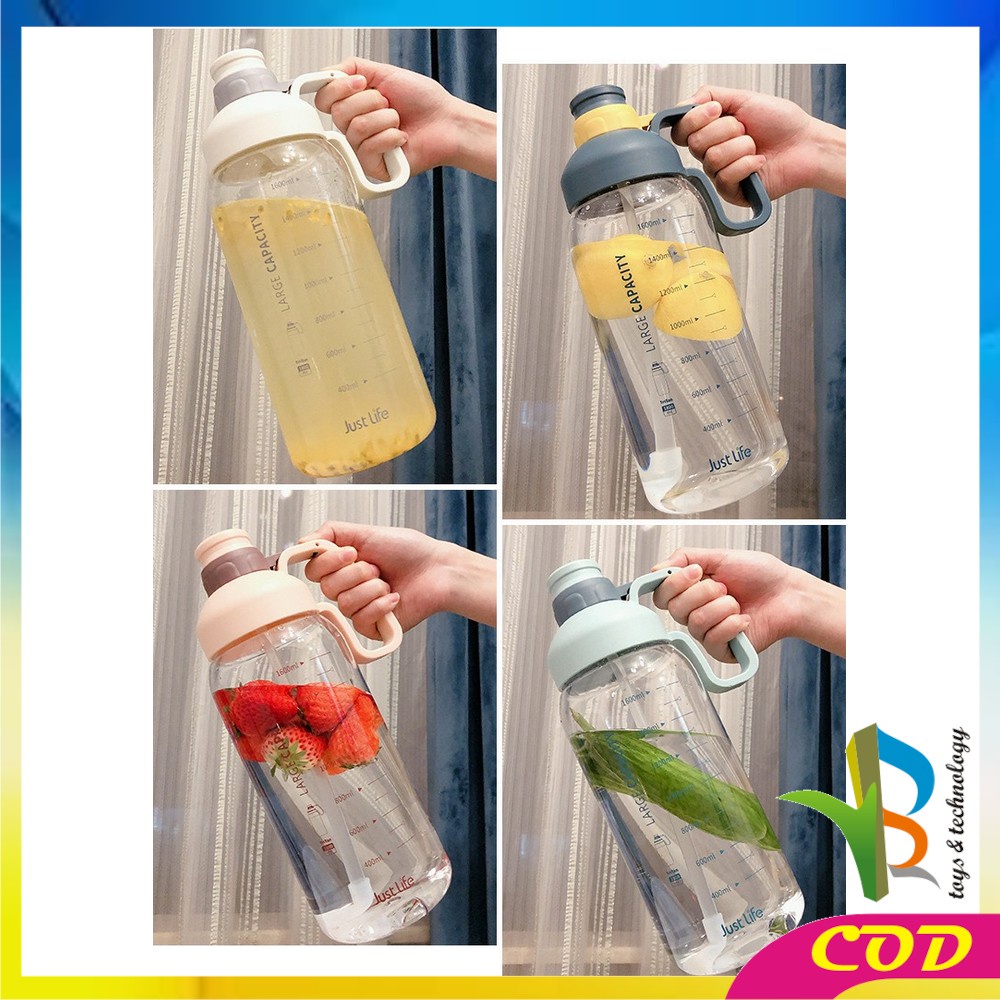 RB-C304 C305 Botol Minum Motivasi 2 Liter Food Grade / Botol Air Minum Jumbo 2000ml BPA FREE / Botol Minum Sedotan Dewasa