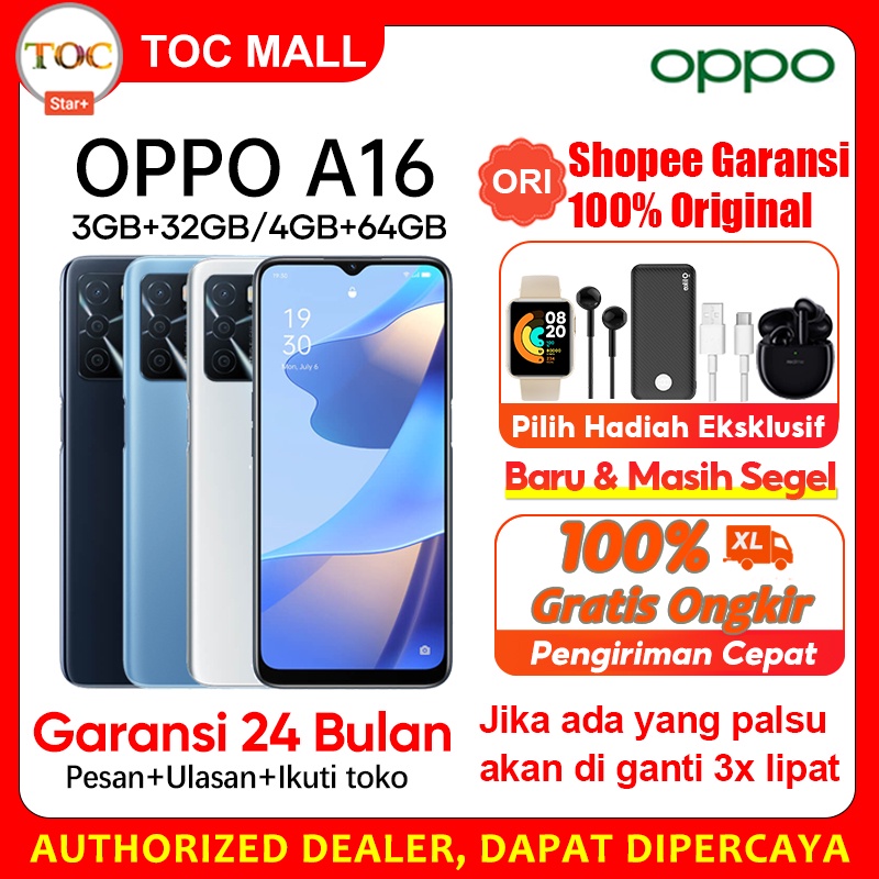 OPPO A16E / oppo a16k / OPPO A16 3/32G,4/64GB,Garansi Resmi 5000mAh, Kecepatan Penyegaran 60Hz, OPPO A16e 3GB + 32GB AI Face Unlock, Sensor Sidik Jari,Garansi Resmi HP OPPO A16 RAM 3/4GB ROM 32/64GB 100% Ori Bisa COD Cicilan Kredit Gratis Ongkir