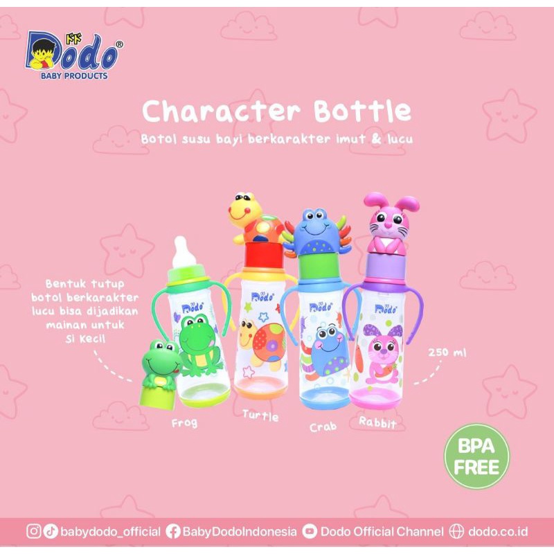 Botol susu carakter lucu 250ml/botol susu handle dodo