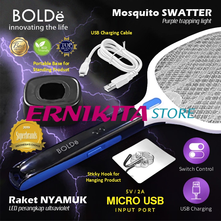 BOLDe SUPER SWATTER 2 IN 1 - Raket Nyamuk Otomatis Smart Wireless