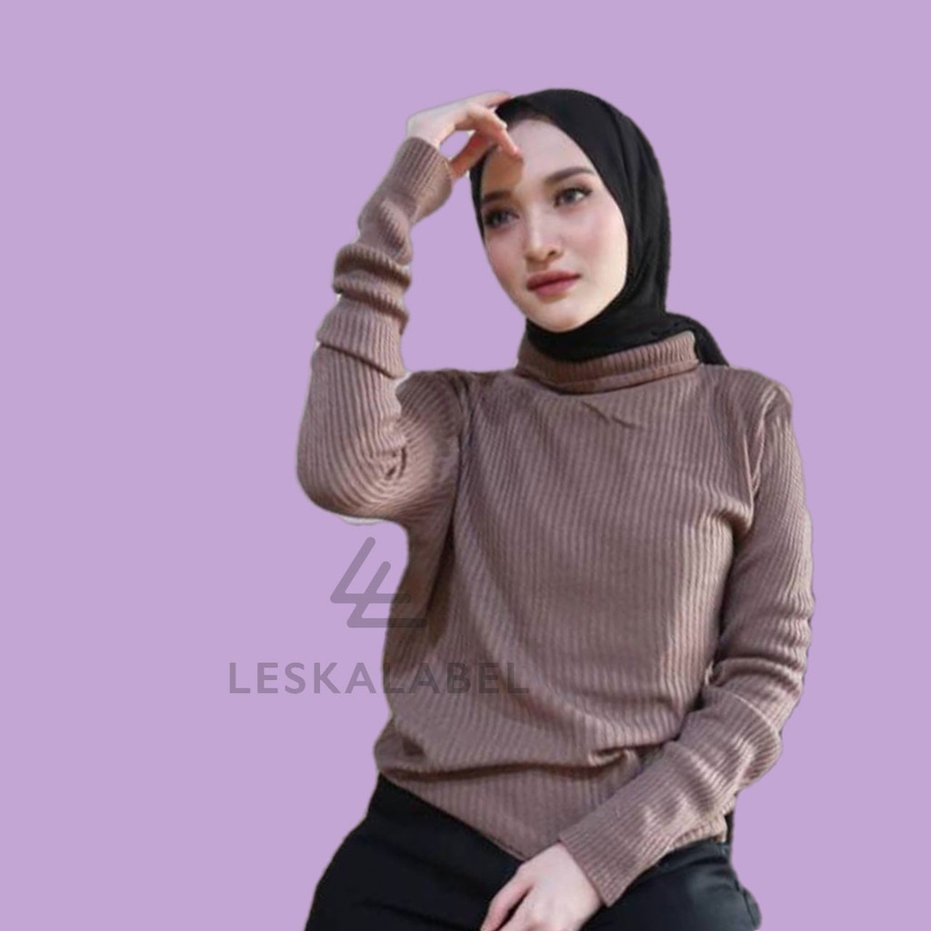 Baju Rajut Ribbed Turttle Daisy Sweater Rajut Premium