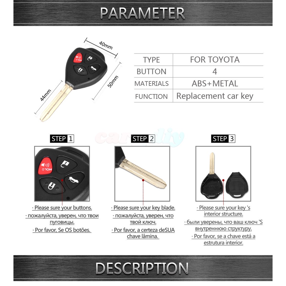 Rumah / Casing Kunci Remote Mobil 2 / 3 / 4 Tombol Plastik Warna Hitam Untuk Toyota Camry 2007 2008 2009 2010 Avalon Corolla Matrix RAV4 Venza Yaris