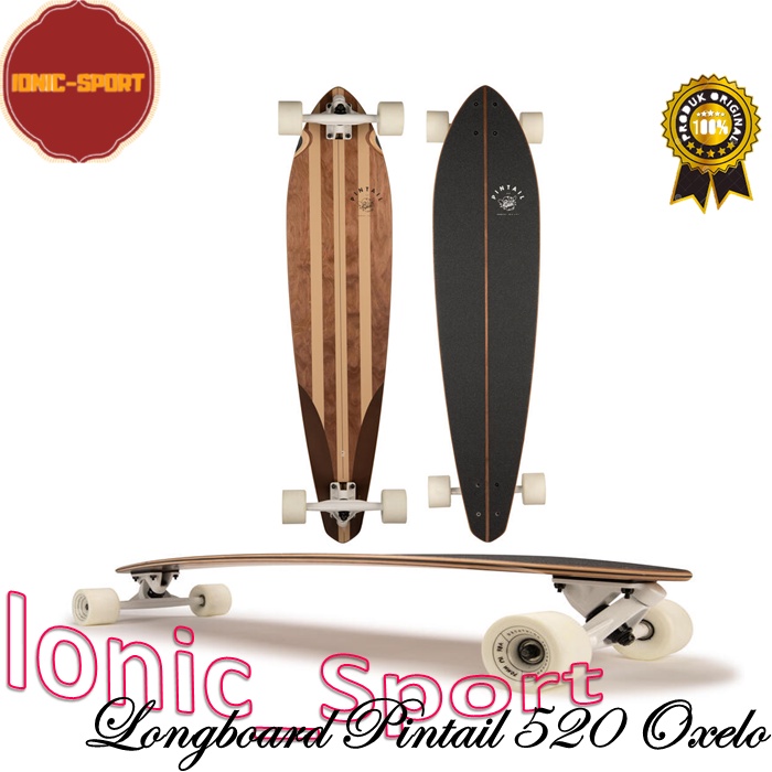 Oxelo Longboard Board Dewasa Pintail 520 Strip Klasik Papan Skate Seluncur Skateboard Fullset Origin