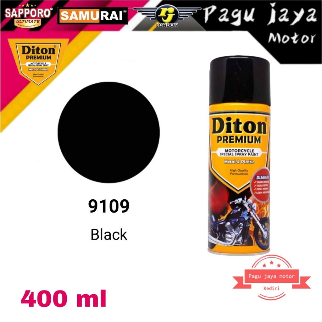 DITON PREMIUM 9109 BLACK HITAM GLOSS GLOSSY 400ml cat semprot spray paint pilok pilox