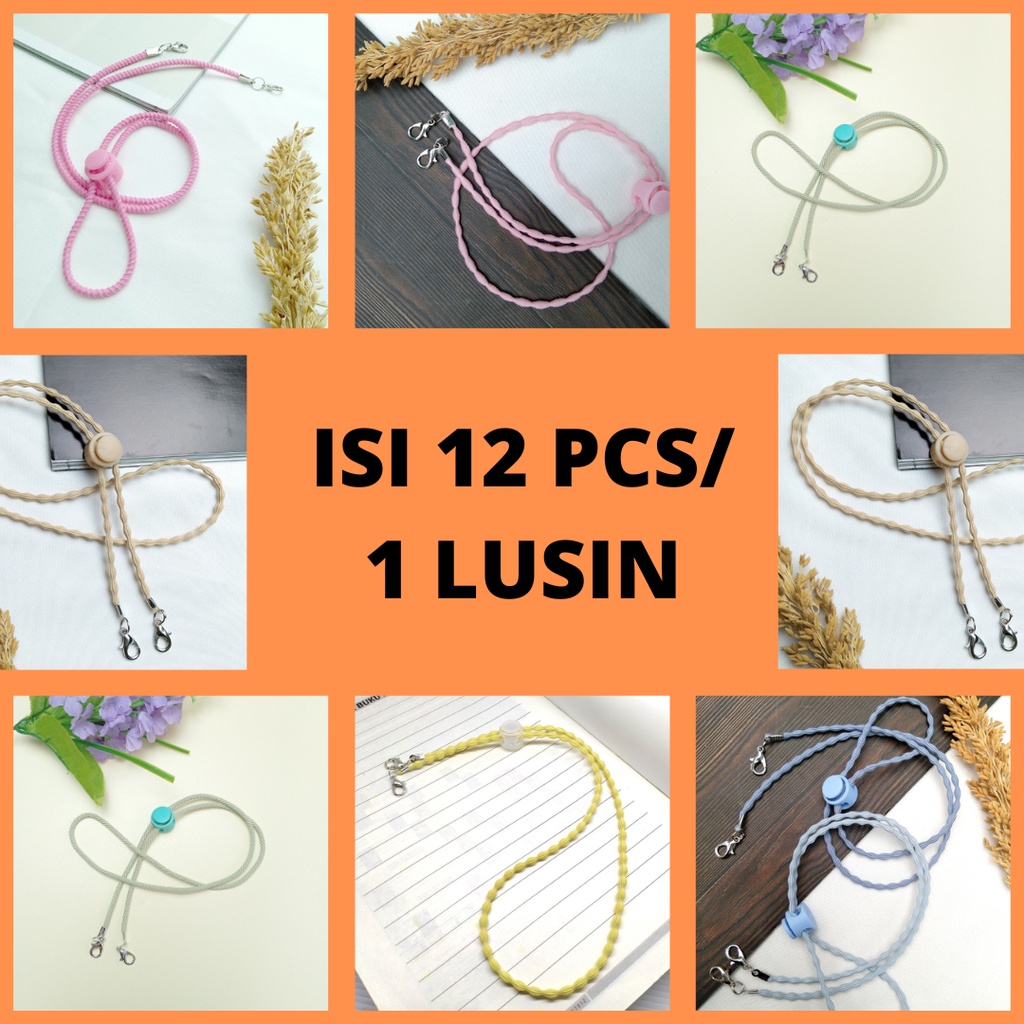 ISI 12 PCS/1 LUSIN STRAP MASKER Kalung Masker Hijab 2in1 Strap Tali Masker Elastis Stretchy Strap Mask Elastic Hijab Premium String Gembul |
