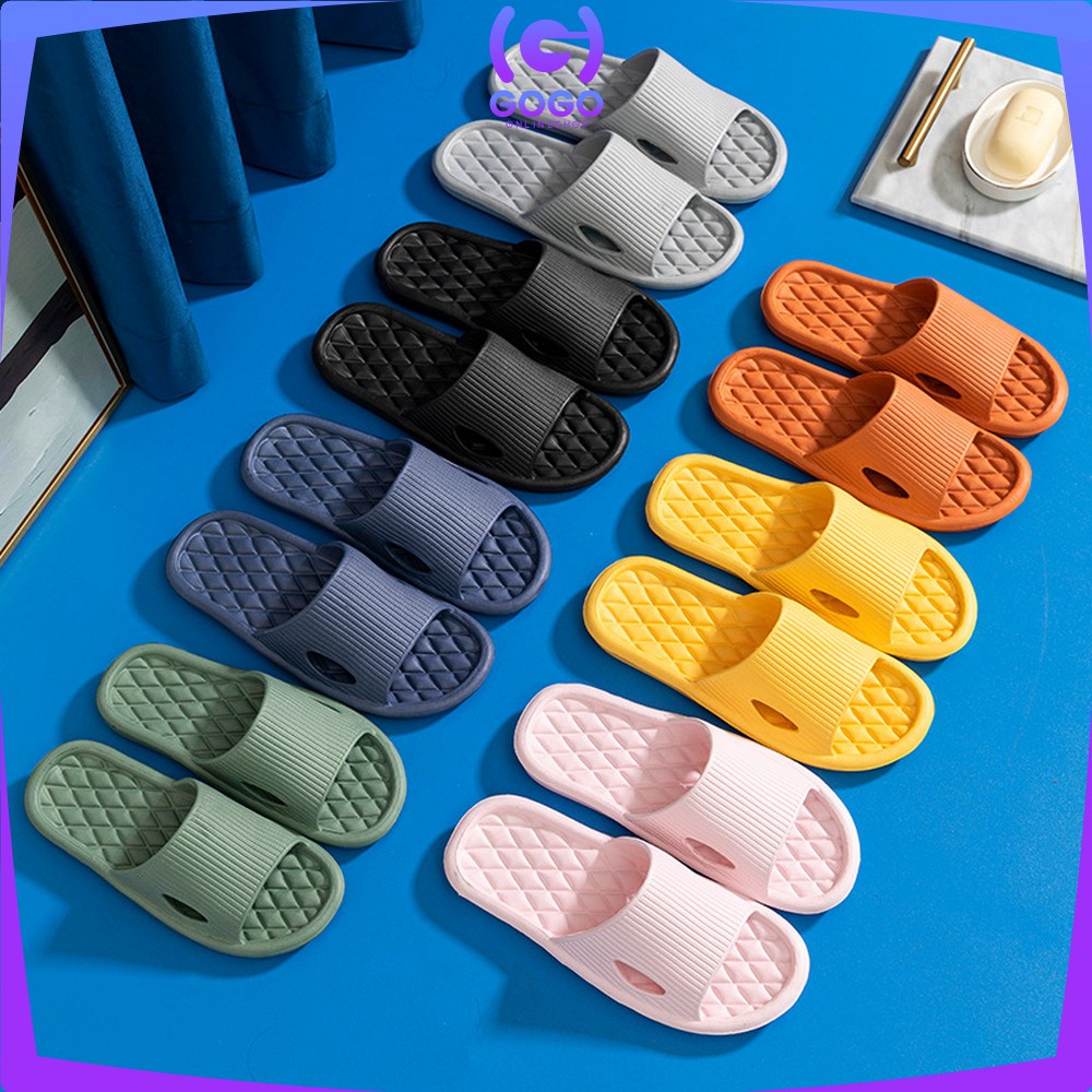 GOGO-S35 Sandal Rumah Berkualitas EVA Karet Polos / Sandal Kamar Mandi Berbahan Empuk Sendal Karet Couple Polos Korean Style Murah Anti Selip