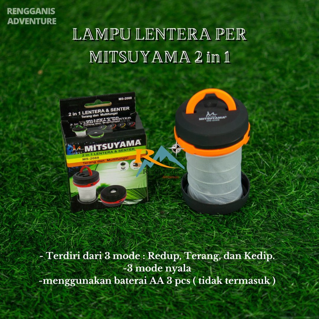 Lampu Camping Lentera PER MITSUYAMA Batre 2 IN 1 Emergency Lamp Camping