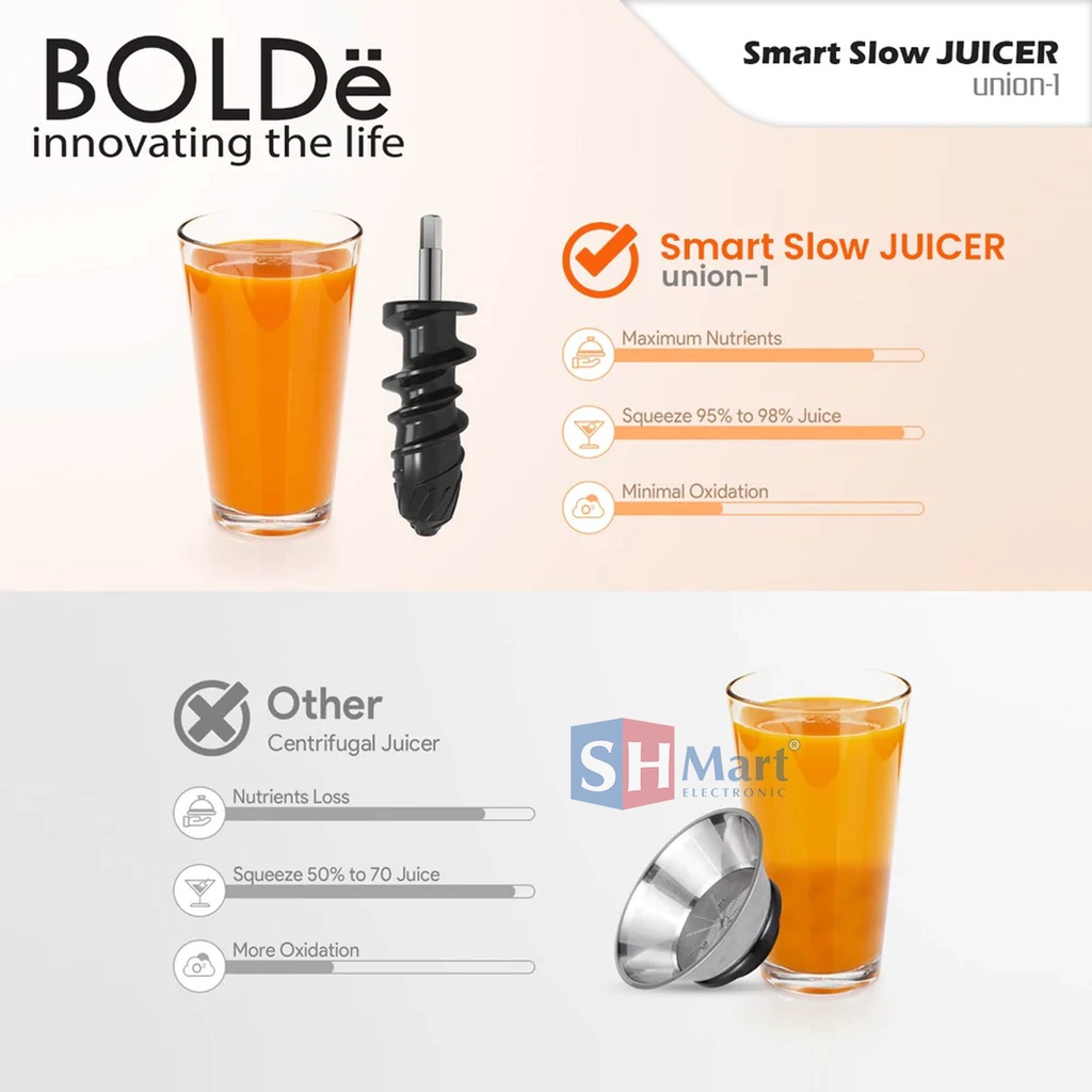 SMART SLOW JUICER UNION BOLDE - SLOW JUICER BOLDE GARANSI RESMI