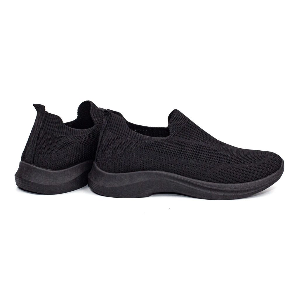 Sepatu Slip On Pria Rajut Import Sport Shoes Casual Hitam Non Tali SL931-H