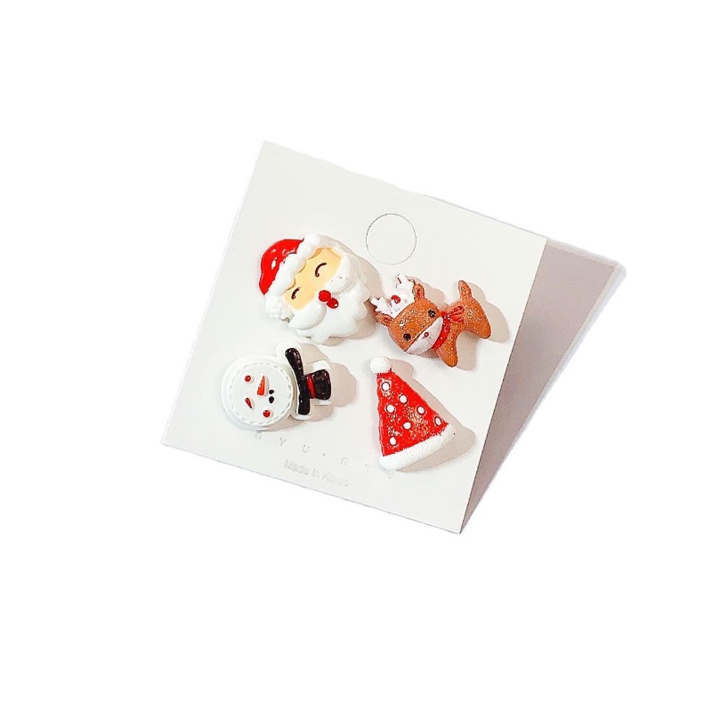 Set Bros Bentuk Kartun Pohon Natal Snowman Rusa Bunga Mini Bahan Akrilik Logam Untuk Aksesoris